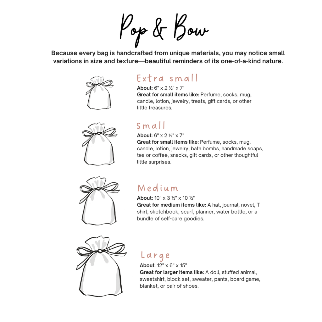 Reusable Gift Bag  – Handmade from Upcycled Vintage Fabric - Retro Wreath