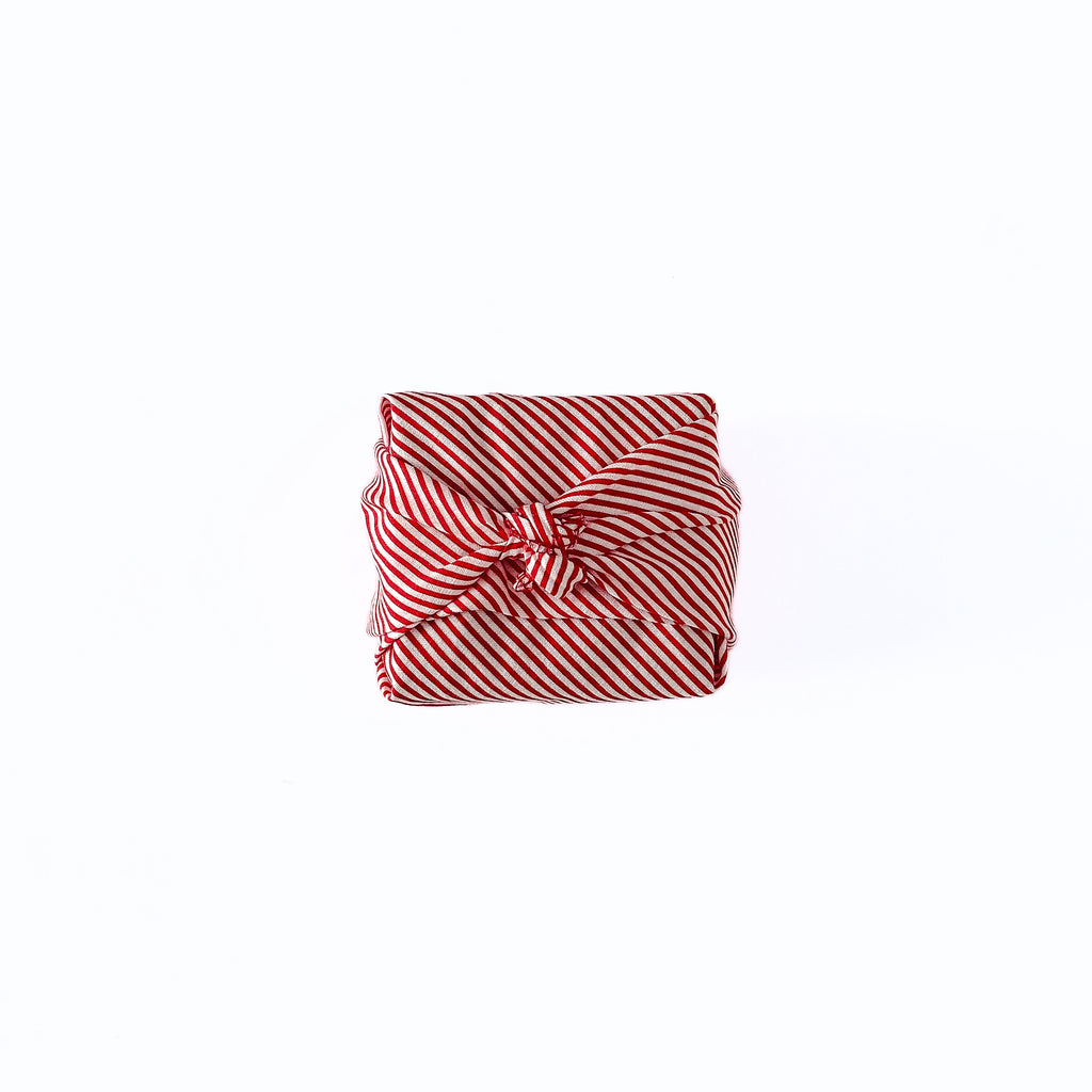 Resuable Single Layer Fabric Gift Wrap – Red White Stripe