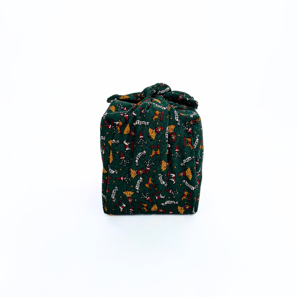 Resuable Single Layer Fabric Gift Wrap – Green Christmas Toy