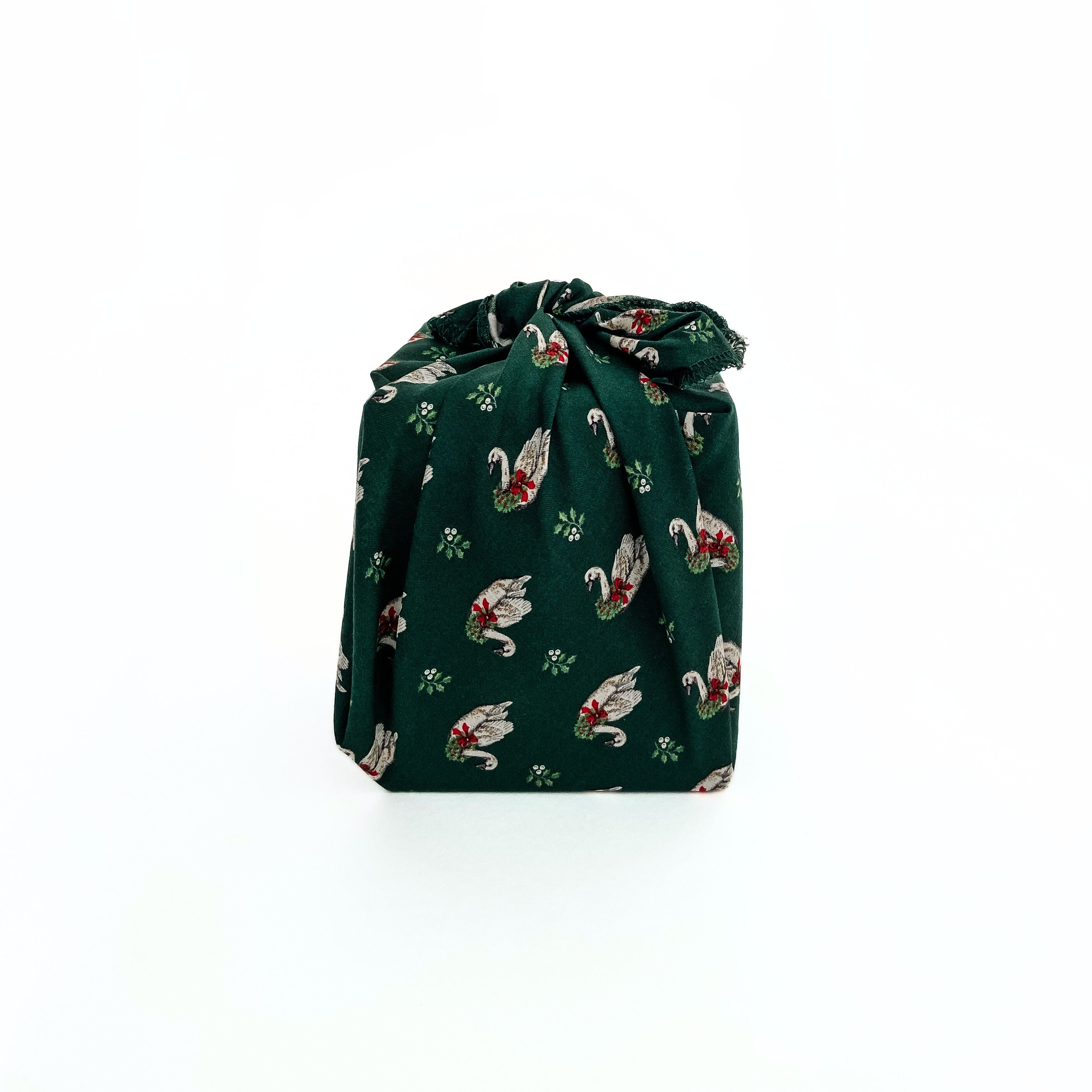 Resuable Single Layer Fabric Gift Wrap – Green Swan Print
