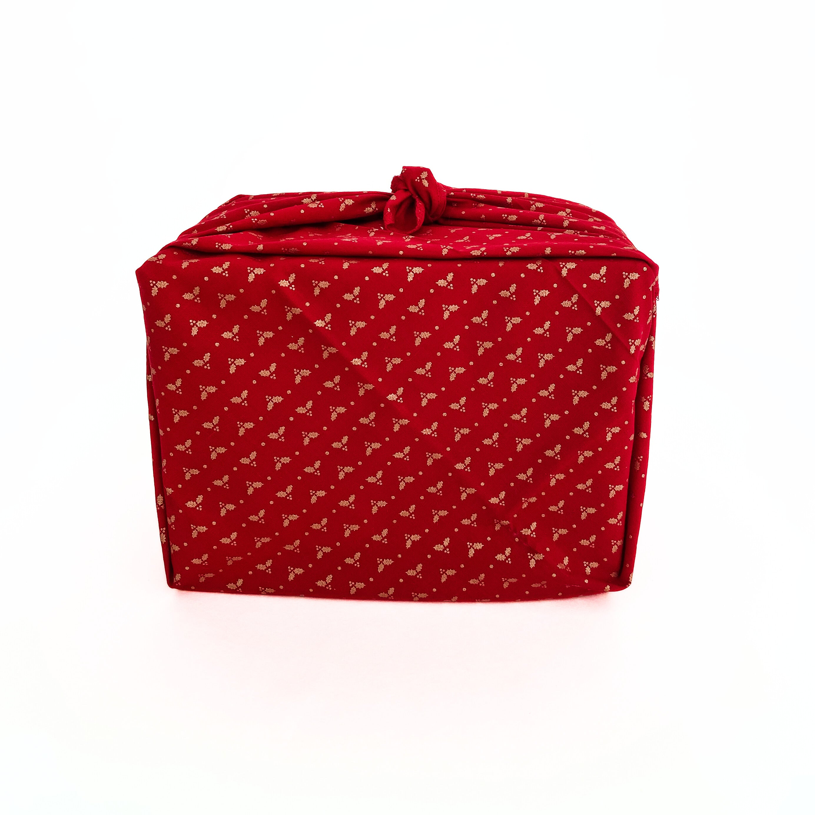 Resuable Single Layer Fabric Gift Wrap – Red Gold Holly