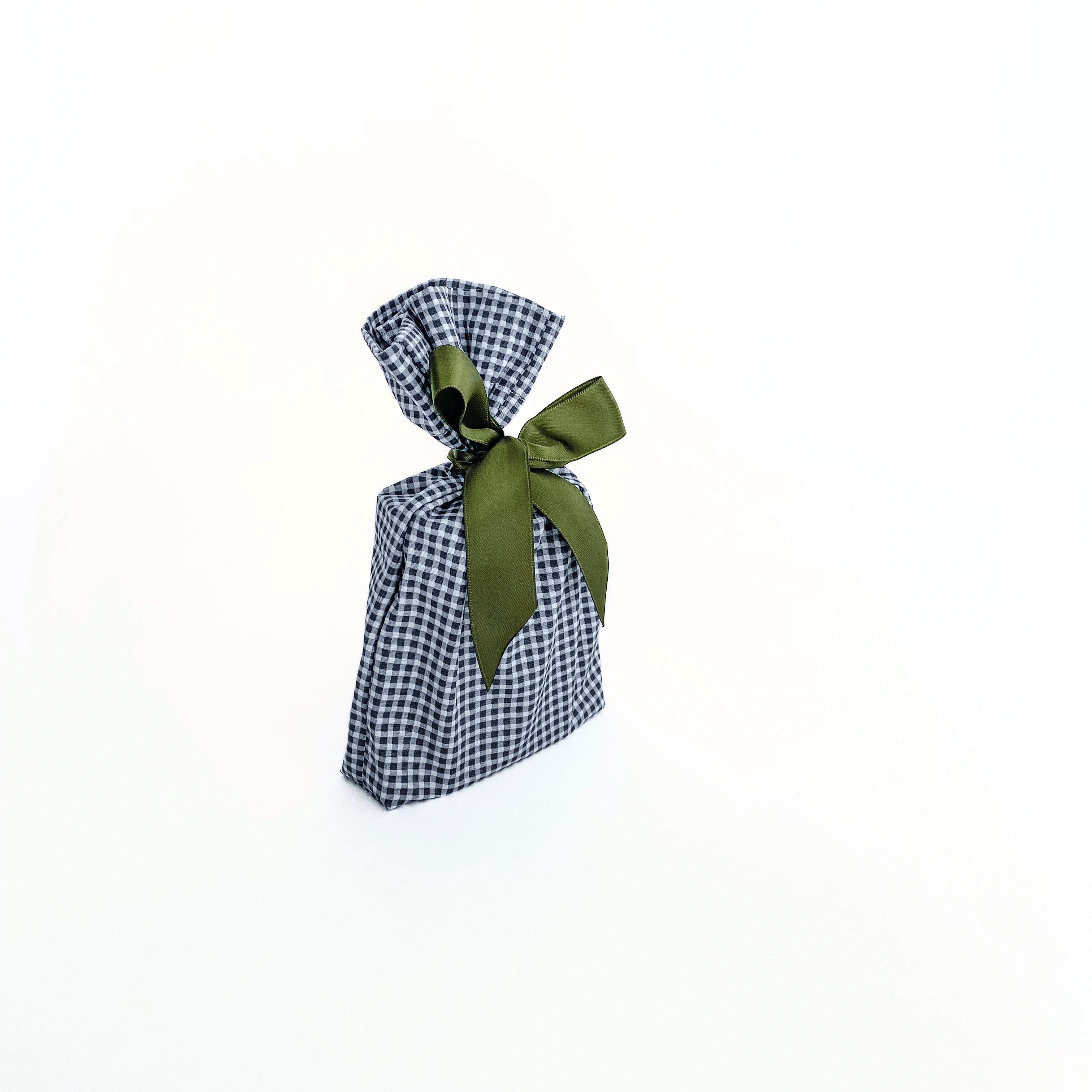 Reusable Gift Bag  – Handmade from Upcycled Vintage Fabric - Merry Blue Gingham