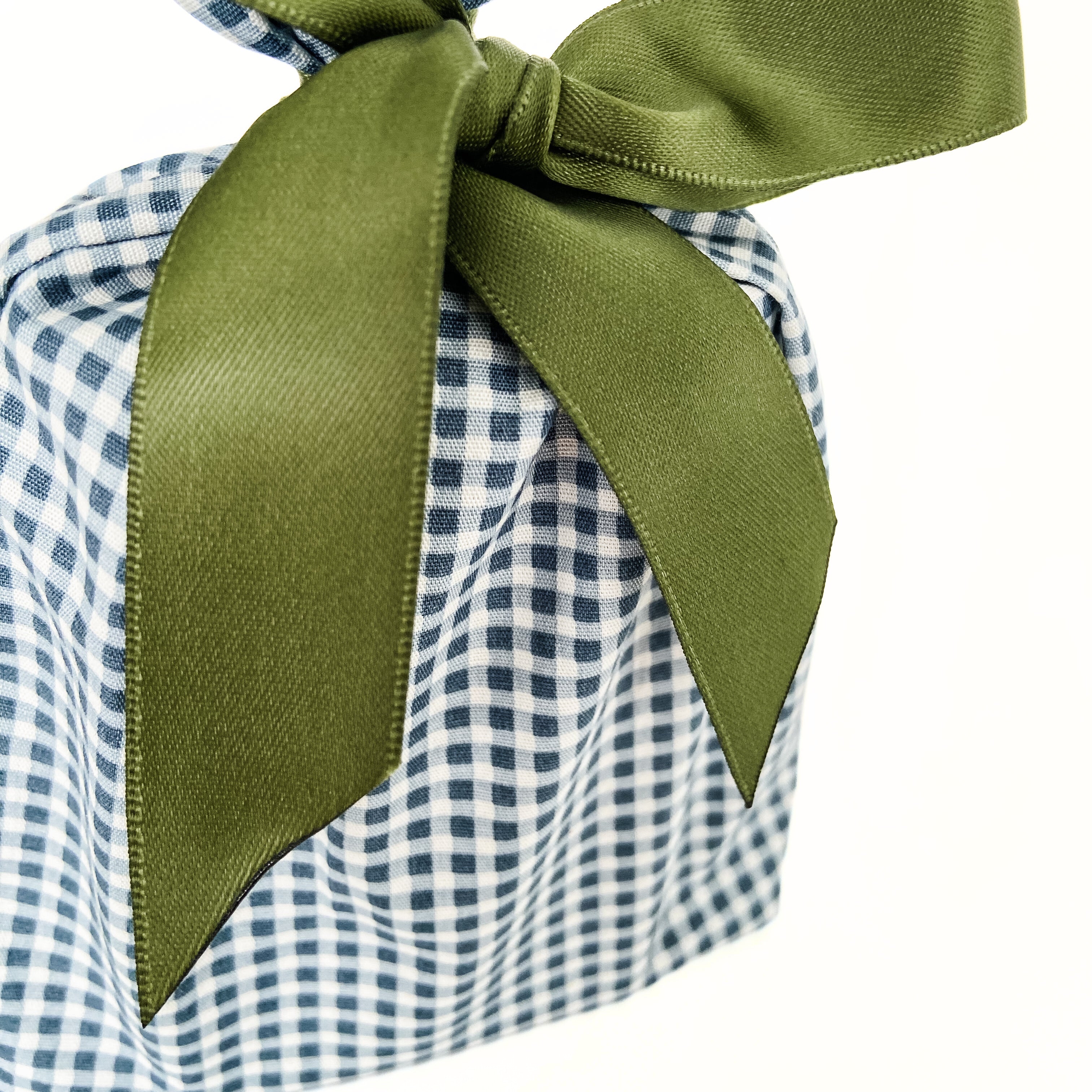 Reusable Gift Bag  – Handmade from Upcycled Vintage Fabric - Merry Blue Gingham
