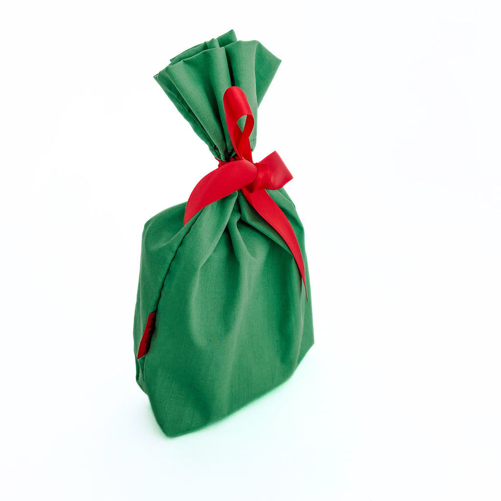 Reusable Gift Bag  – Handmade from Upcycled Vintage Fabric - Retro Green