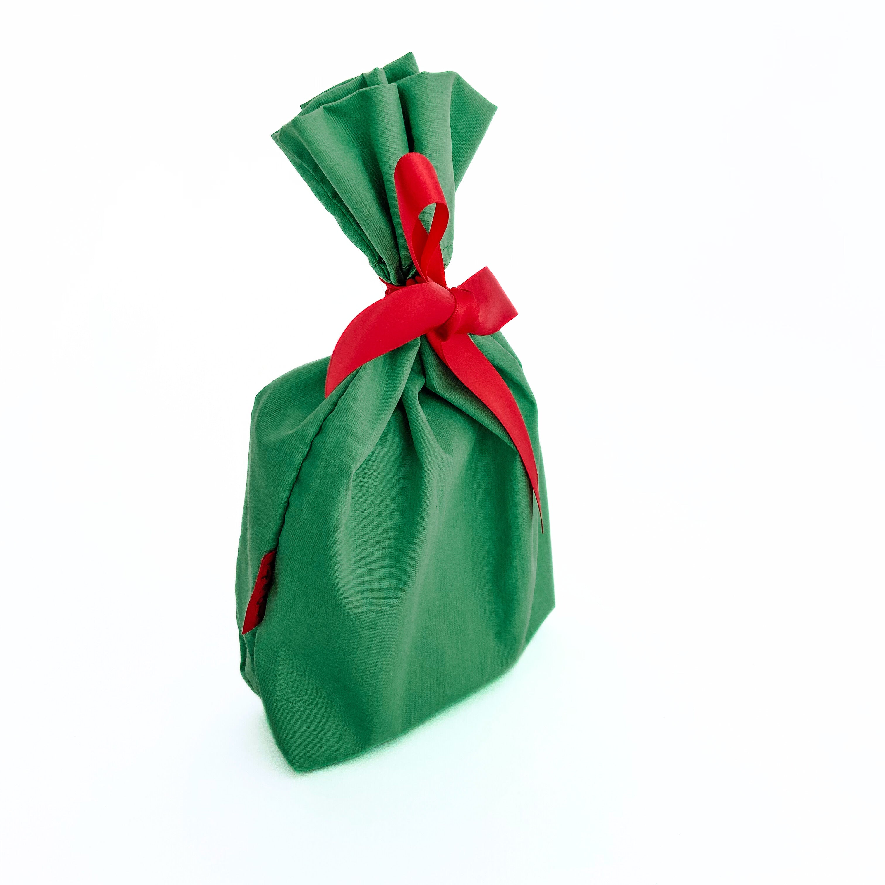 Reusable Gift Bag  – Handmade from Upcycled Vintage Fabric - Retro Green