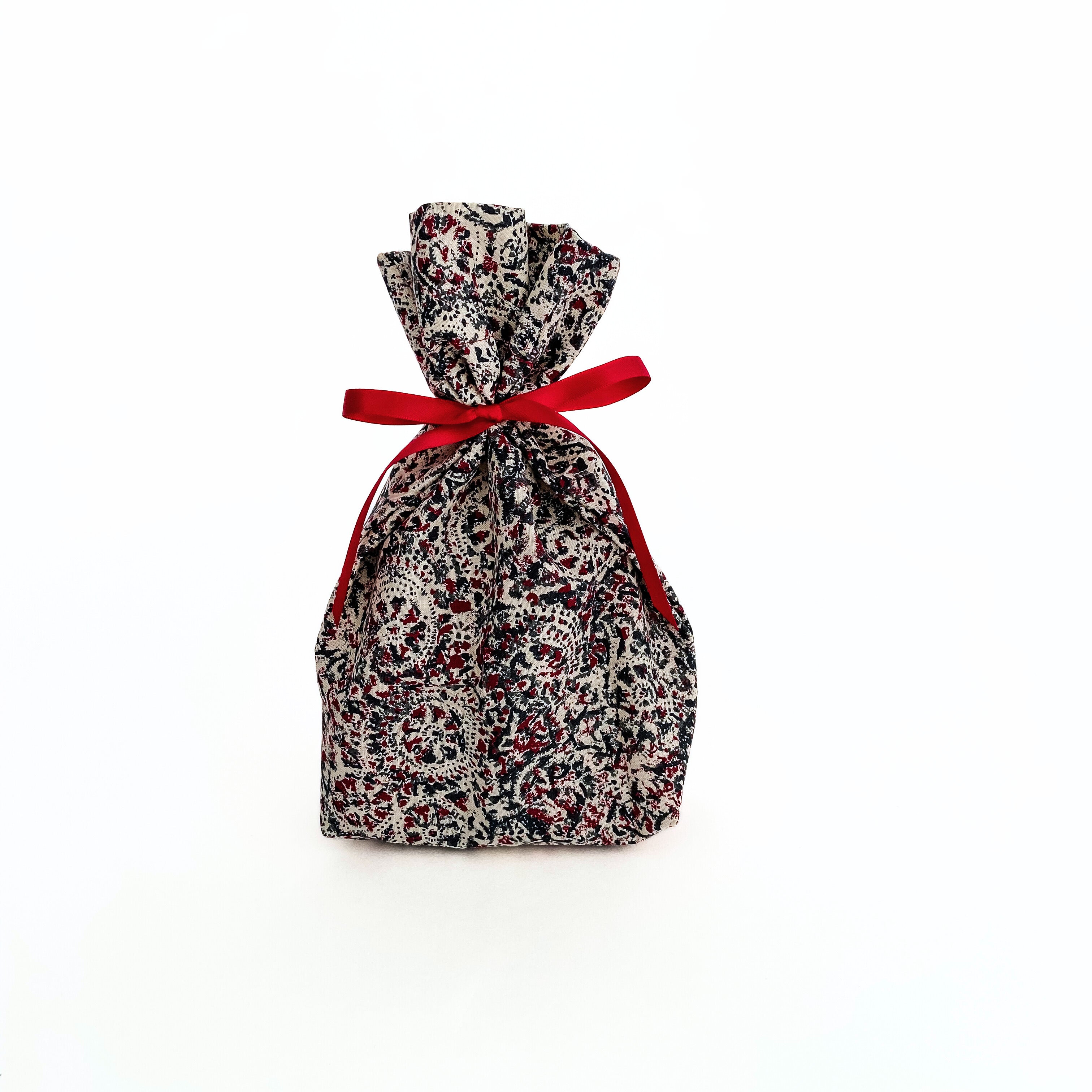 Reusable Gift Bag  – Handmade from Upcycled Vintage Fabric - Dark Paisley