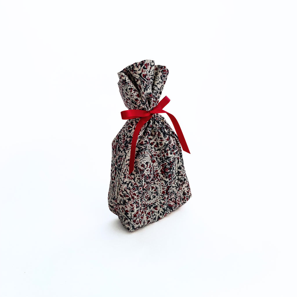 Reusable Gift Bag  – Handmade from Upcycled Vintage Fabric - Dark Paisley