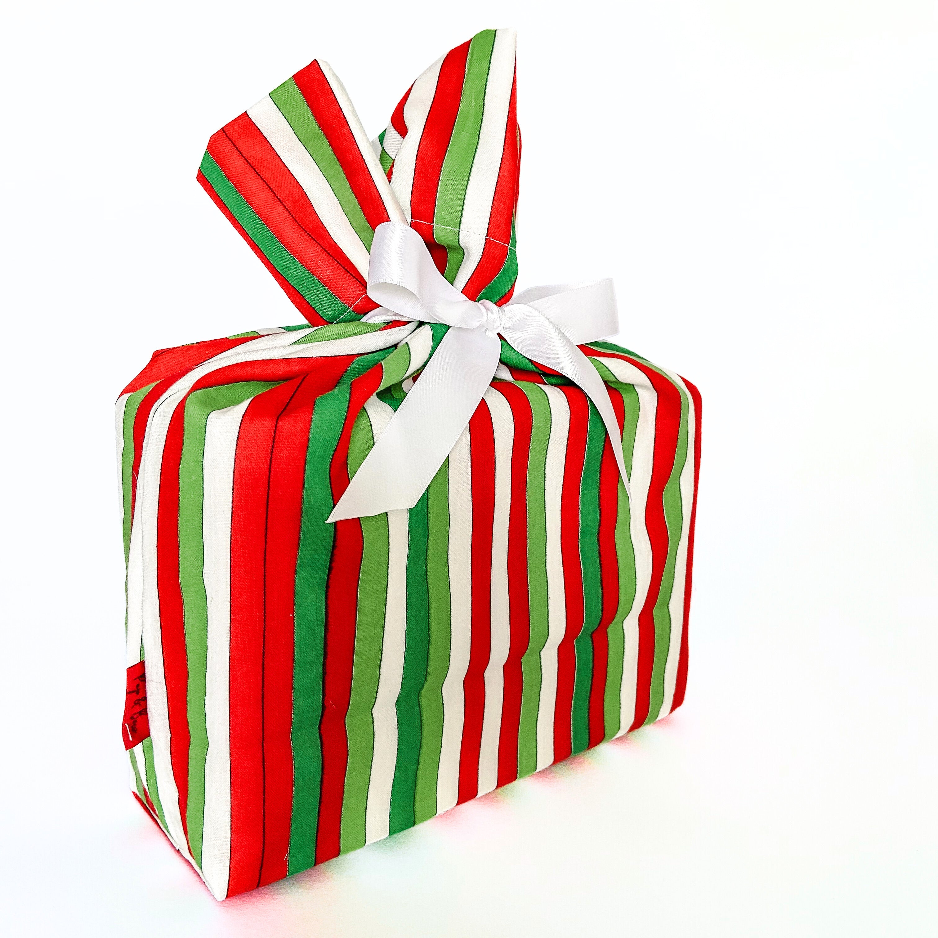 Reusable Gift Bag  – Handmade from Upcycled Vintage Fabric - Retro Stripe