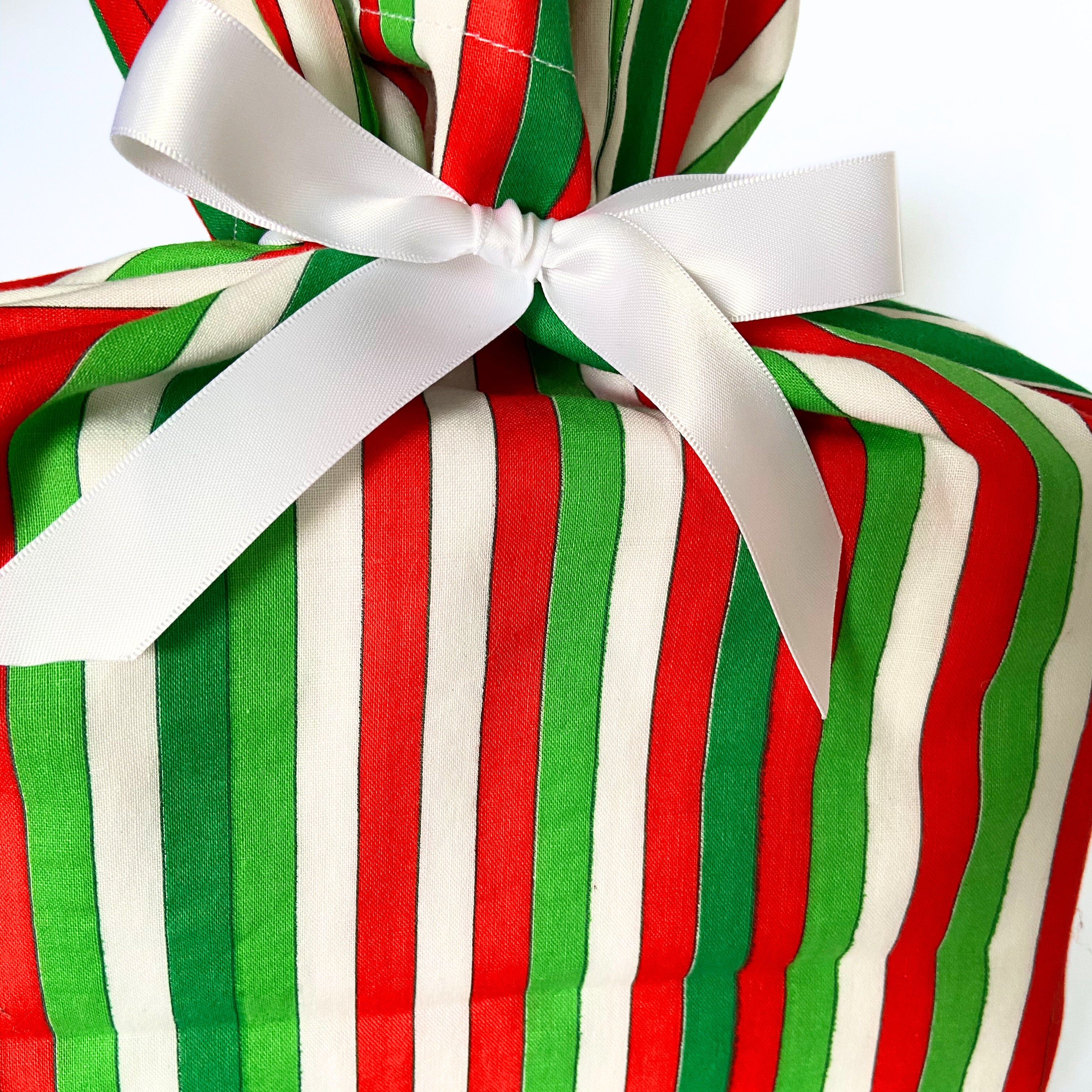 Reusable Gift Bag  – Handmade from Upcycled Vintage Fabric - Retro Stripe