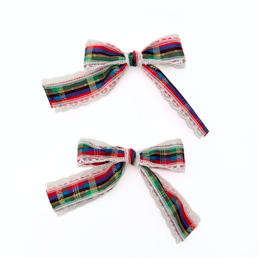 Plaid Lace Medium Bow Set