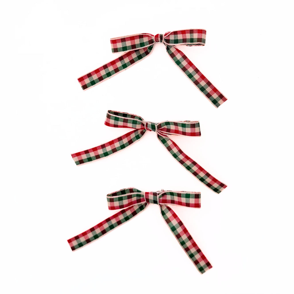 Red Green Check Small Bow Set