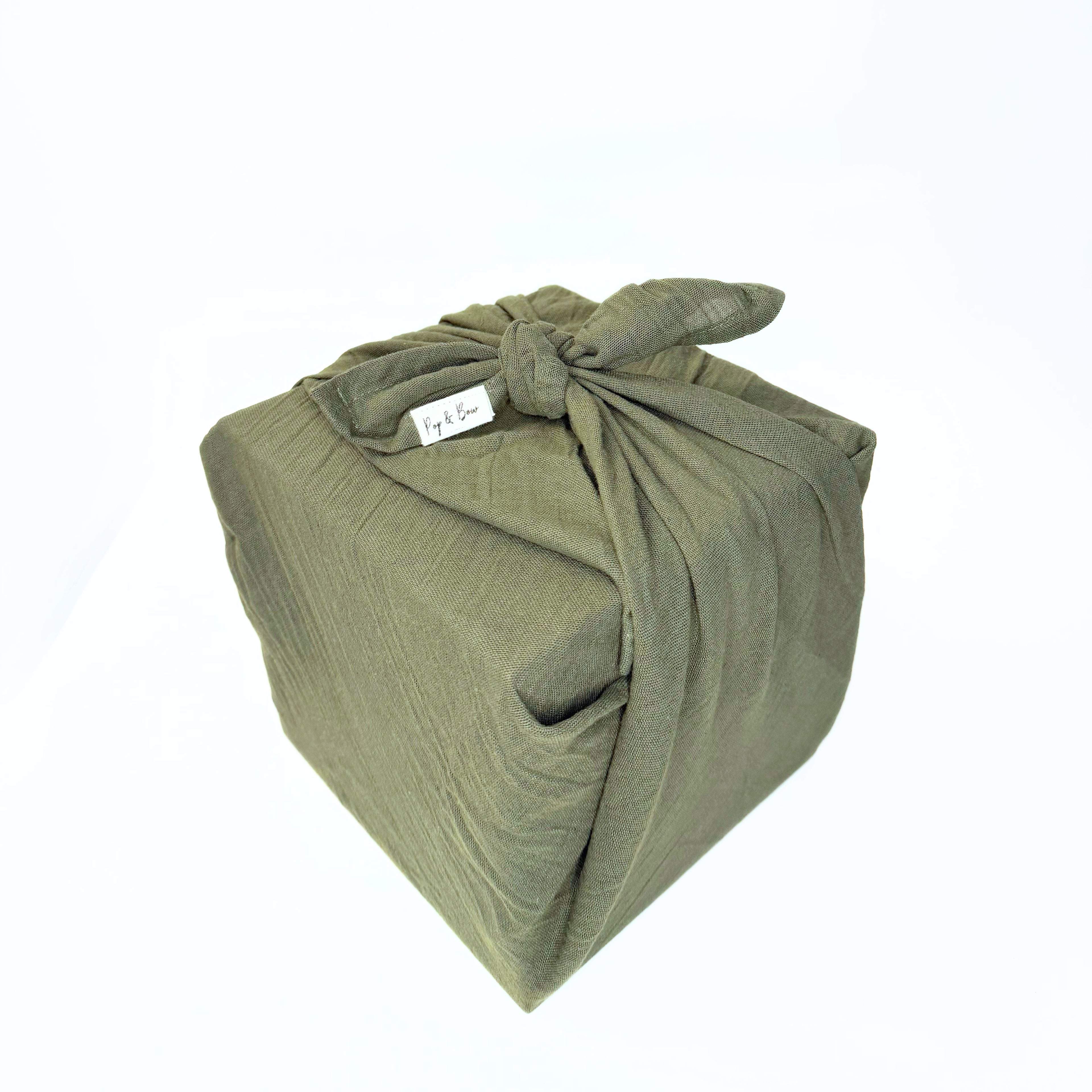 Resuable Single Layer Fabric Gift Wrap – Green Gauze - Medium