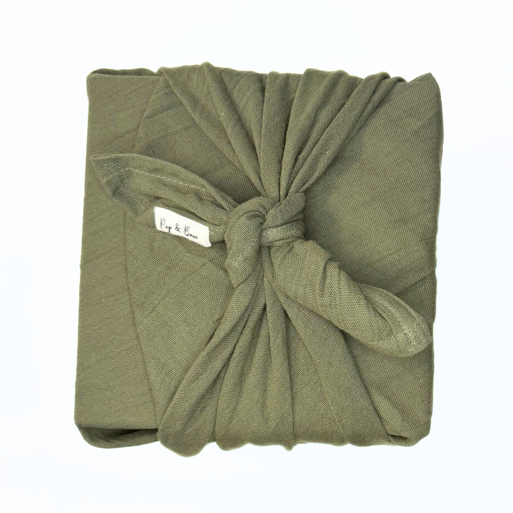 Resuable Single Layer Fabric Gift Wrap – Green Gauze - Medium