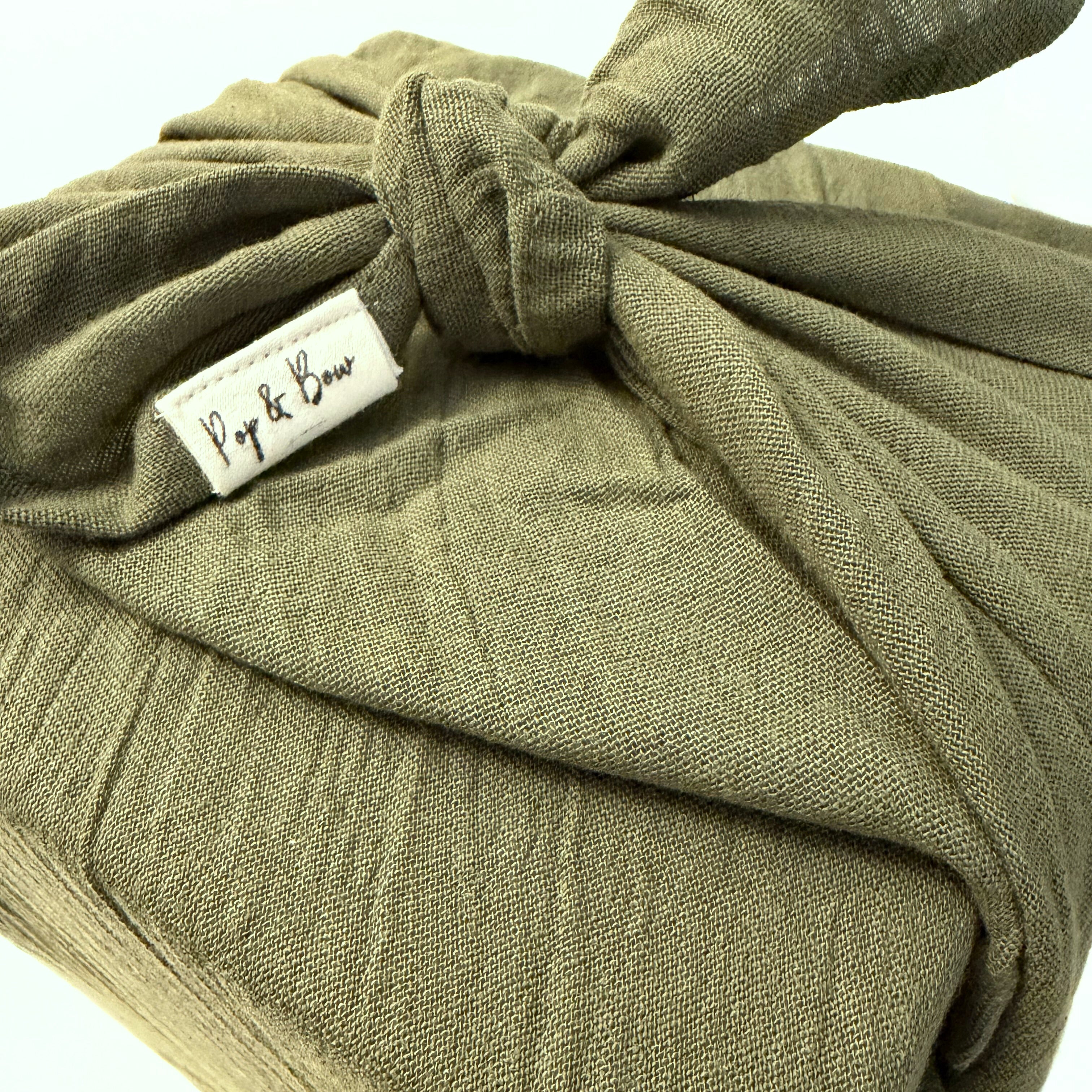 Resuable Single Layer Fabric Gift Wrap – Green Gauze - Medium