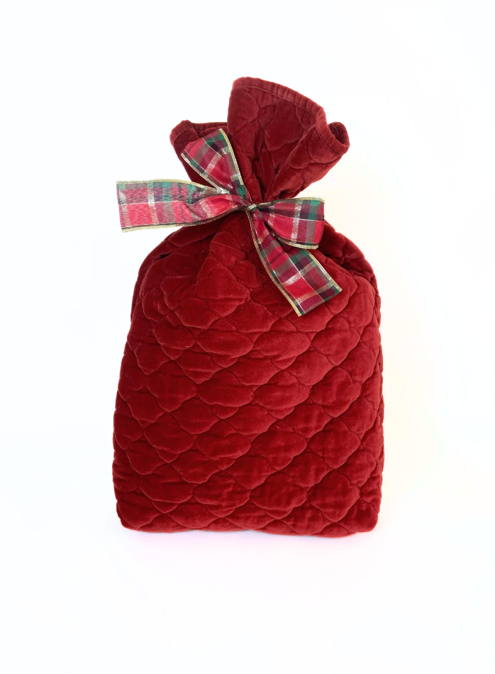 Reusable Gift Bag – Handmade from Upcycled  - Large Velvet Quilted Bag