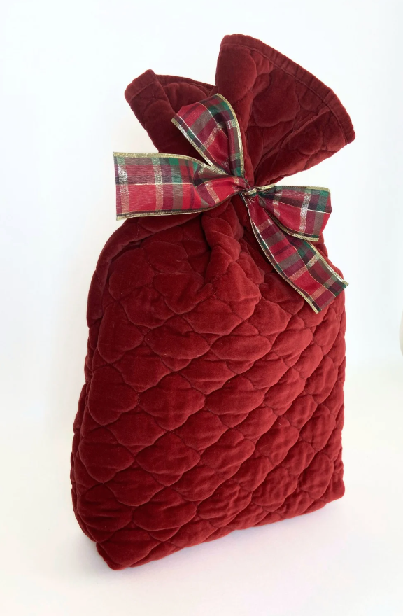 Reusable Gift Bag – Handmade from Upcycled  - Large Velvet Quilted Bag